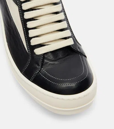 Rick Owens Women Black Low Top Sneakers With Contrasting Stitching In Leather Woman In Black