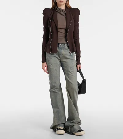 Rick Owens Women Black Low Top Sneakers With Contrasting Stitching In Leather Woman In Black