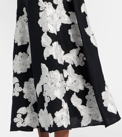 Simkhai Annabella Floral Embroidered Midi Dress In Black