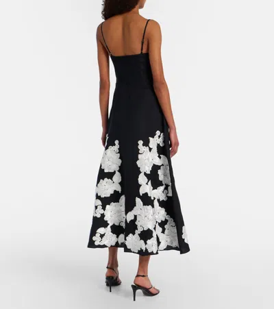 Simkhai Annabella Floral Embroidered Midi Dress In Black
