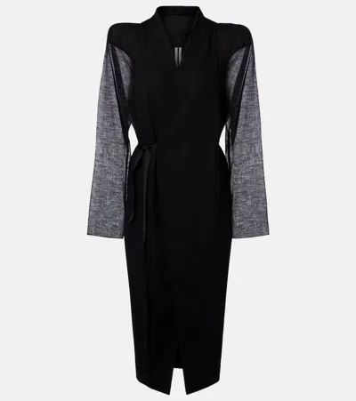 Rick Owens Cyclops Wool Wrap Coat In Black