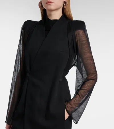 Rick Owens Cyclops Wool Wrap Coat In Black