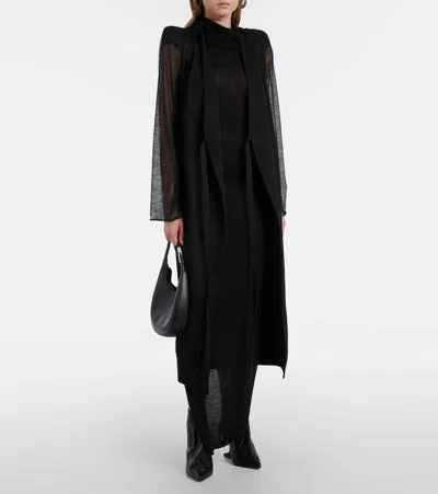 Rick Owens Cyclops Wool Wrap Coat In Black