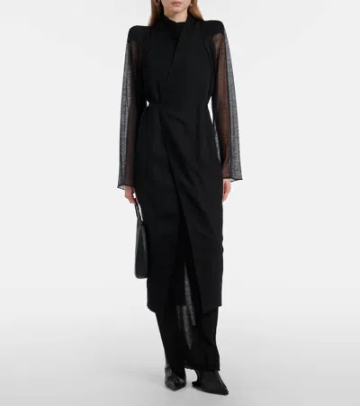 Rick Owens Cyclops Wool Wrap Coat In Black