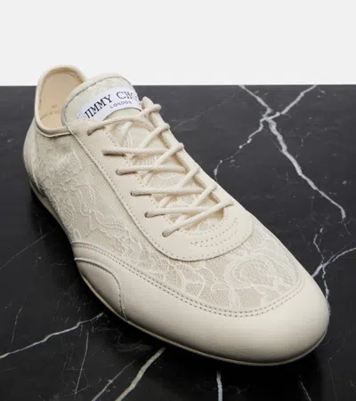 Jimmy Choo Sunny Leather-trimmed Lace Sneakers In White