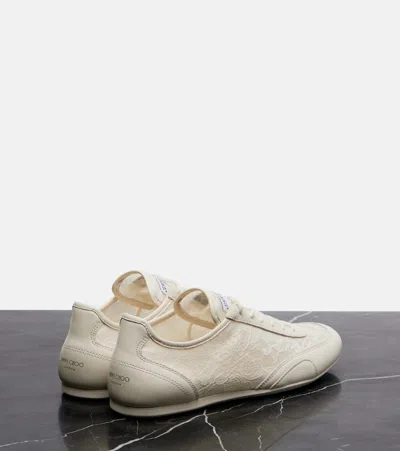 Jimmy Choo Sunny Leather-trimmed Lace Sneakers In White