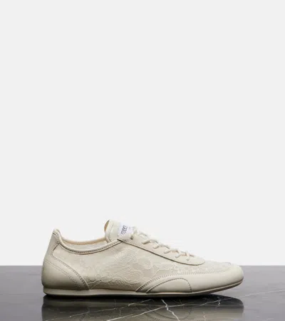 Jimmy Choo Sunny Leather-trimmed Lace Sneakers In White