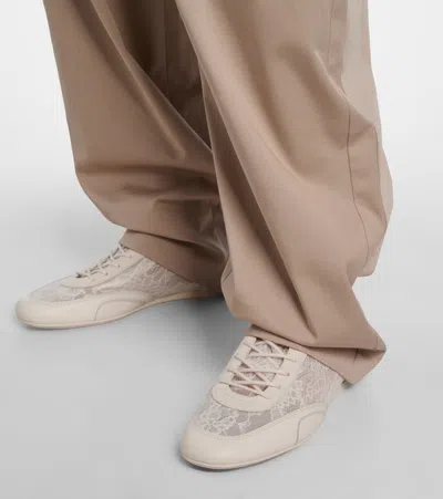 Jimmy Choo Sunny Leather-trimmed Lace Sneakers In White