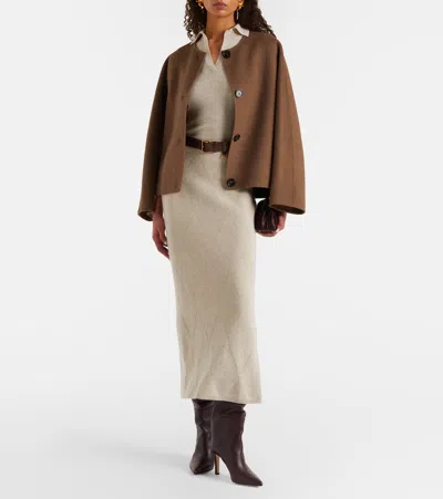 Max Mara Albero Ribbed-knit Wool Polo Shirt In Neutral