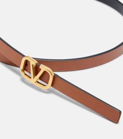 Valentino Vlogo Leather Belt In Brown