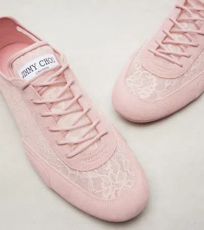 Jimmy Choo Sunny Suede-trimmed Lace Sneakers In Pink