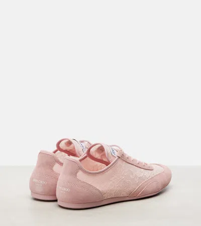 Jimmy Choo Sunny Suede-trimmed Lace Sneakers In Pink