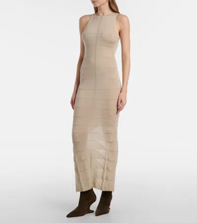 Rick Owens Motivo Virgin Wool Maxi Dress In Neutral