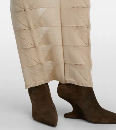 Rick Owens Motivo Virgin Wool Maxi Dress In Neutral