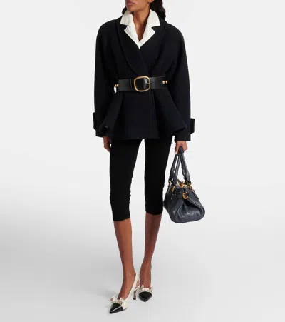Chloé Silk Blend Blouse Collared Peplum Waist In Neutral
