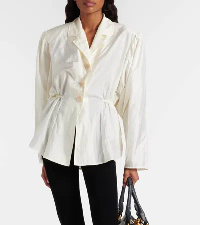Chloé Silk Blend Blouse Collared Peplum Waist In Neutral