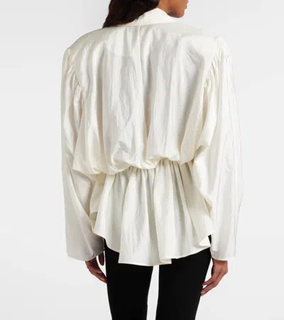 Chloé Silk Blend Blouse Collared Peplum Waist In Neutral