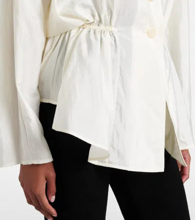 Chloé Silk Blend Blouse Collared Peplum Waist In Neutral