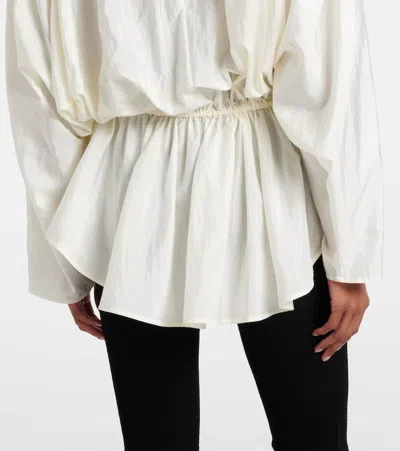 Chloé Silk Blend Blouse Collared Peplum Waist In Neutral