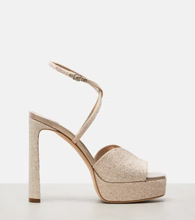 Jimmy Choo Karli 125 Glitter Platform Sandals In Gold