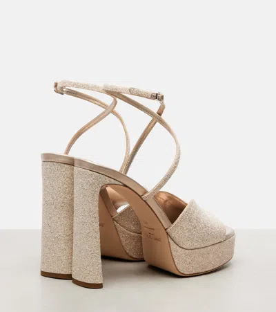 Jimmy Choo Karli 125 Glitter Platform Sandals In Gold