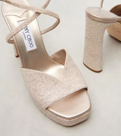 Jimmy Choo Karli 125 Glitter Platform Sandals In Gold
