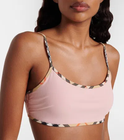 Burberry Check Bikini Top In Pink