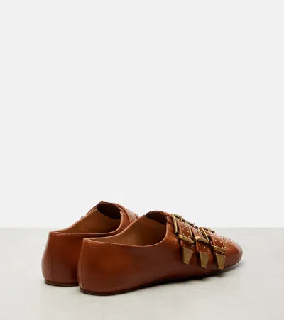 Chloé Susanna Studded Leather Ballet Flats In Brown