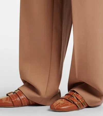Chloé Susanna Studded Leather Ballet Flats In Brown