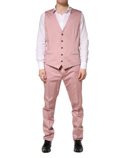 Pre-owned Dolce & Gabbana Pink Cotton Single Breasted 3 Piece Men's Suit ()