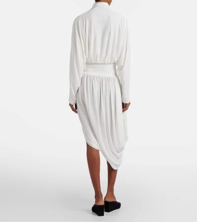 Alaïa Asymmetric Jersey Midi Skirt In White