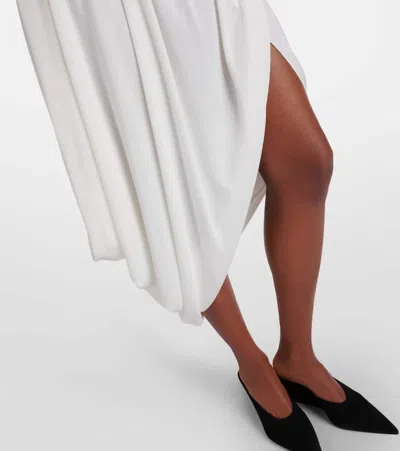 Alaïa Asymmetric Jersey Midi Skirt In White