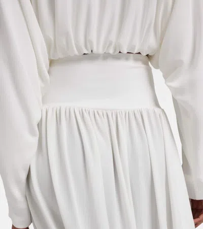 Alaïa Asymmetric Jersey Midi Skirt In White