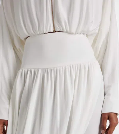 Alaïa Asymmetric Jersey Midi Skirt In White