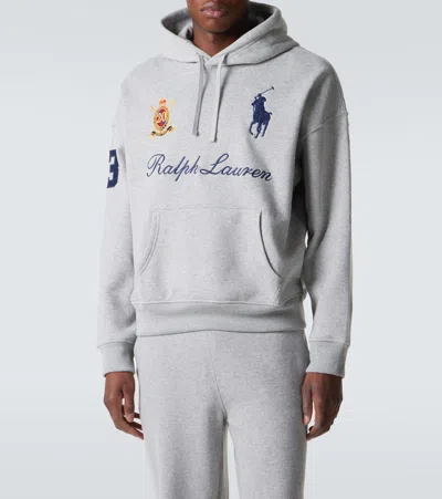Polo Ralph Lauren Logo Cotton-blend Jersey Hoodie In Gray