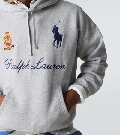 Polo Ralph Lauren Logo Cotton-blend Jersey Hoodie In Gray