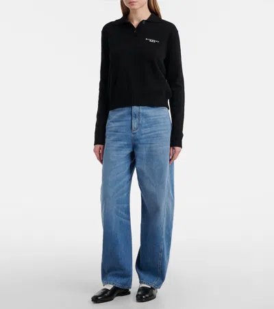 Givenchy Logo Wool And Cashmere Polo Sweater In Black