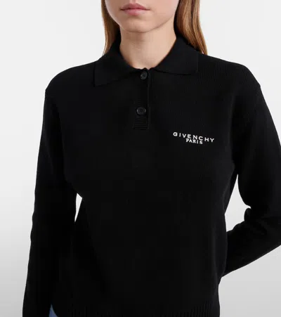 Givenchy Logo Wool And Cashmere Polo Sweater In Black