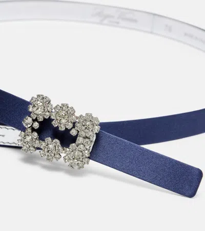 Roger Vivier Efflorescence Belt In Satin In Blue