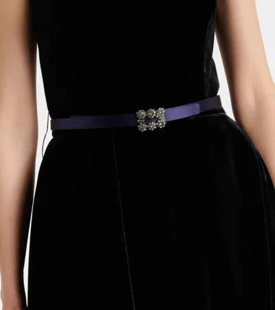 Roger Vivier Efflorescence Belt In Satin In Blue