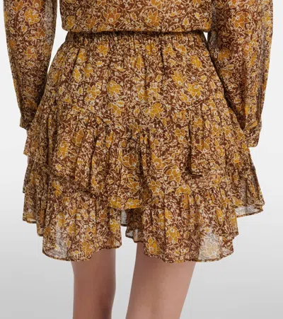 Isabel Marant Étoile Jocadia Floral Tiered Cotton Voile Shorts In Green