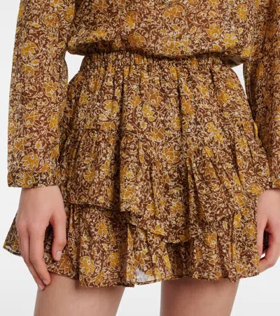 Isabel Marant Étoile Jocadia Floral Tiered Cotton Voile Shorts In Green