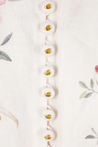 Zimmermann Rebellion Multicolor Midi Dress With Bow Detail On The Front And All-over Floral Print In Linen Woma