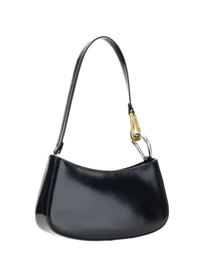 Staud Black Calf Leather Bos Taurus Shoulder Bag In Black