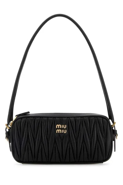 Miu Miu Black Leather Shoulder Bag In Black