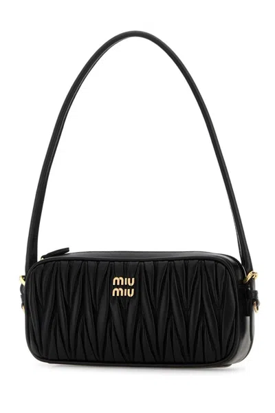 Miu Miu Black Leather Shoulder Bag In Black