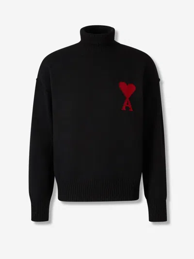 Ami Alexandre Mattiussi Ami Paris Ami De Coeur Sweater In Black