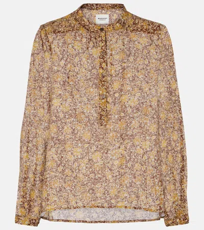 Isabel Marant Étoile Maria Floral Cotton Voile Blouse In Brown
