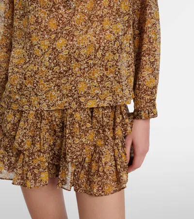 Isabel Marant Étoile Maria Floral Cotton Voile Blouse In Brown