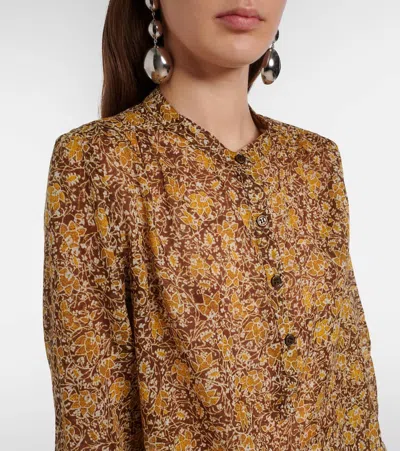 Isabel Marant Étoile Maria Floral Cotton Voile Blouse In Brown